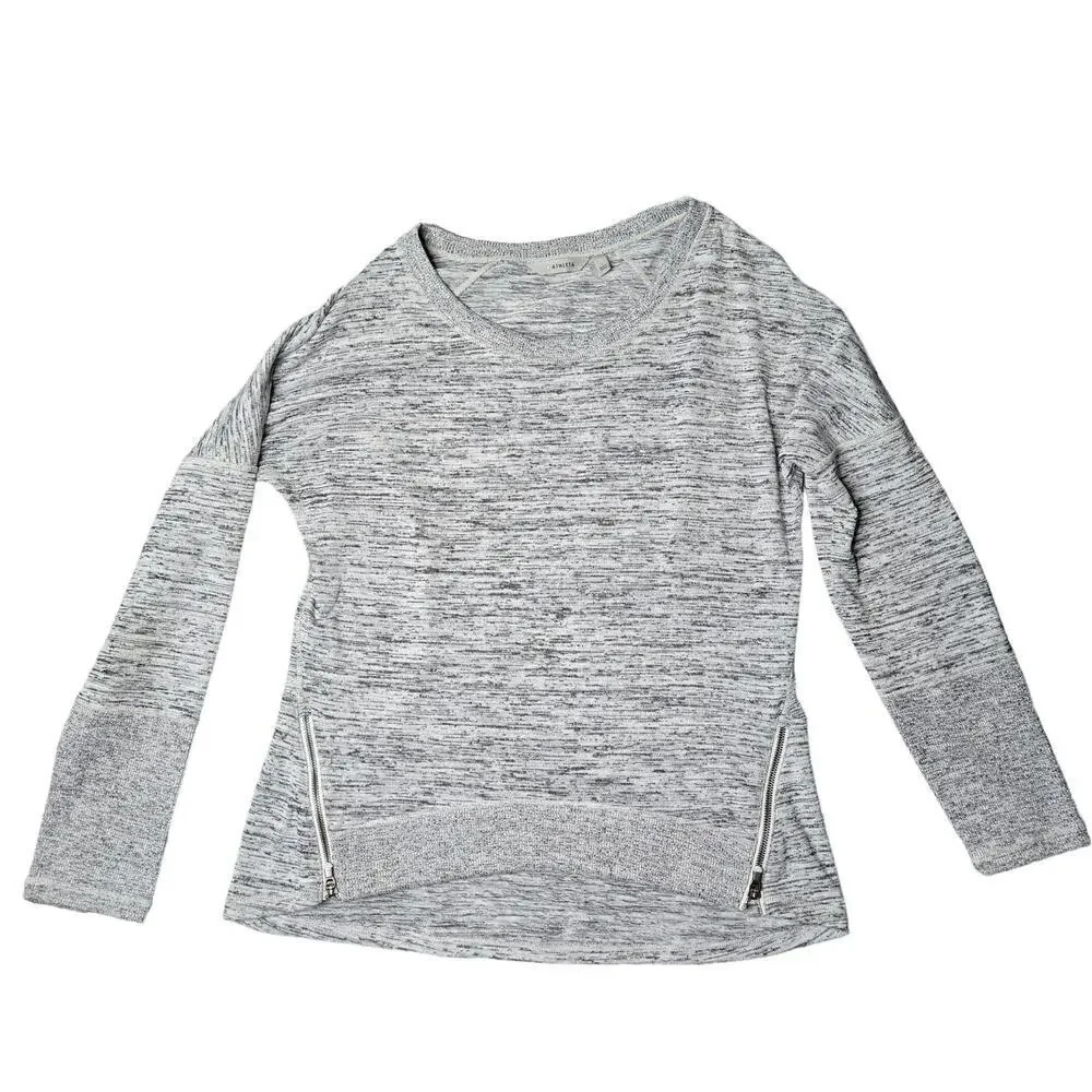 Athleta Blissful Sharkbite Gray Sweatshirt